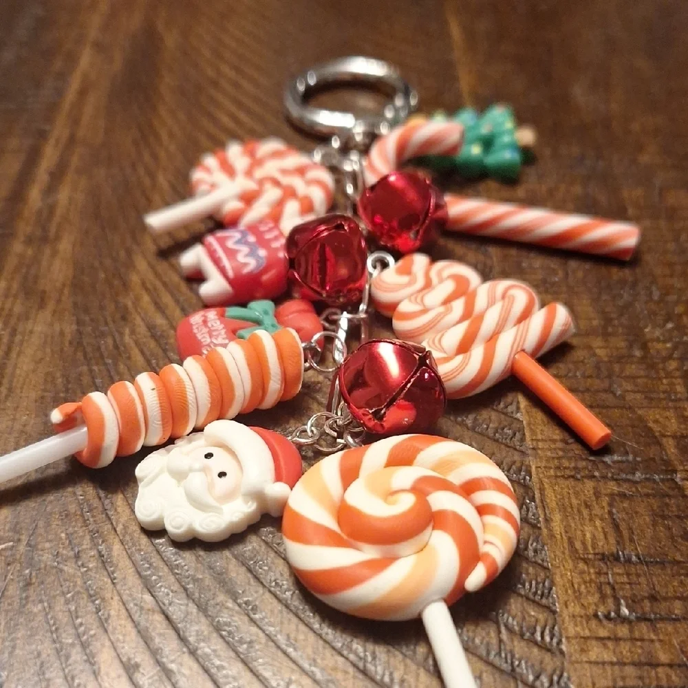 Festive Christmas Candy Keychain Bag Charm